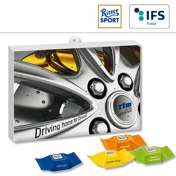Premium Präsent-Adventskalender BUSINESS mit Ritter Sport Schokowürfeln