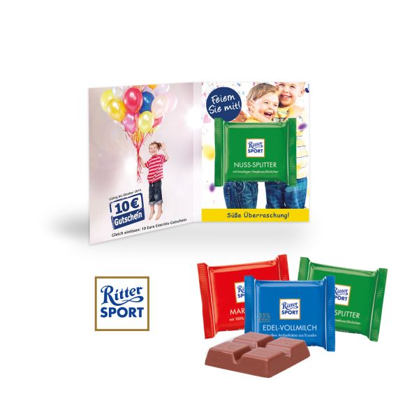 Werbe-Klappkarte mit süßer Füllung - Ritter SPORT Mini