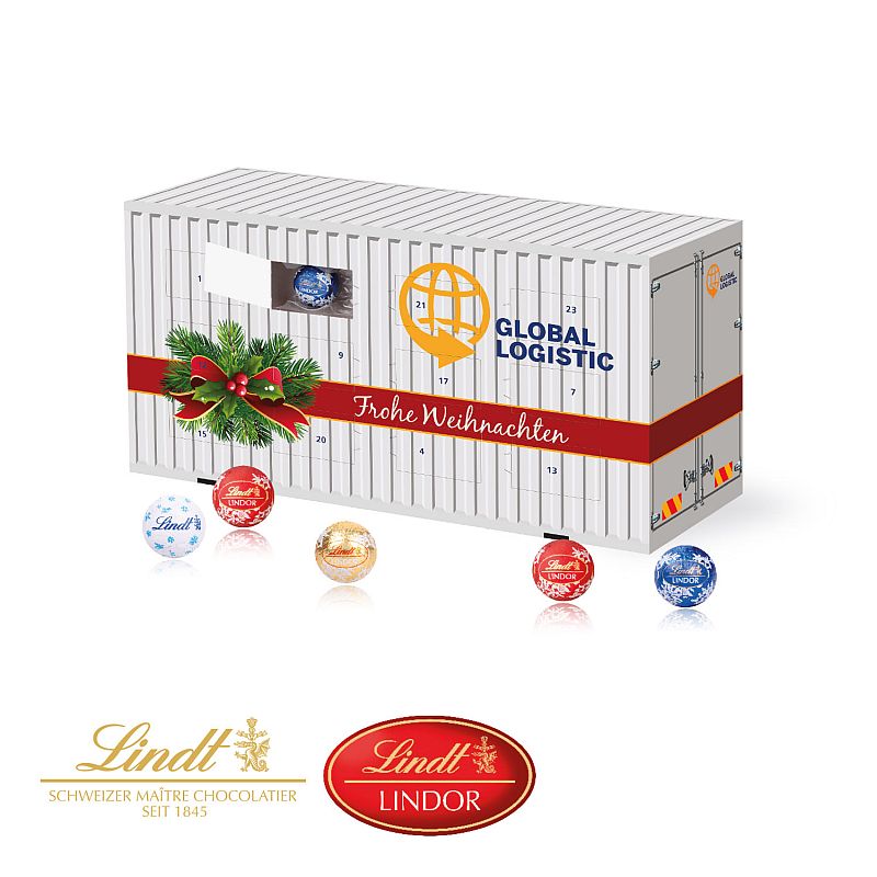 3D Adventskalender „Container“ mit Lindt & Sprüngli