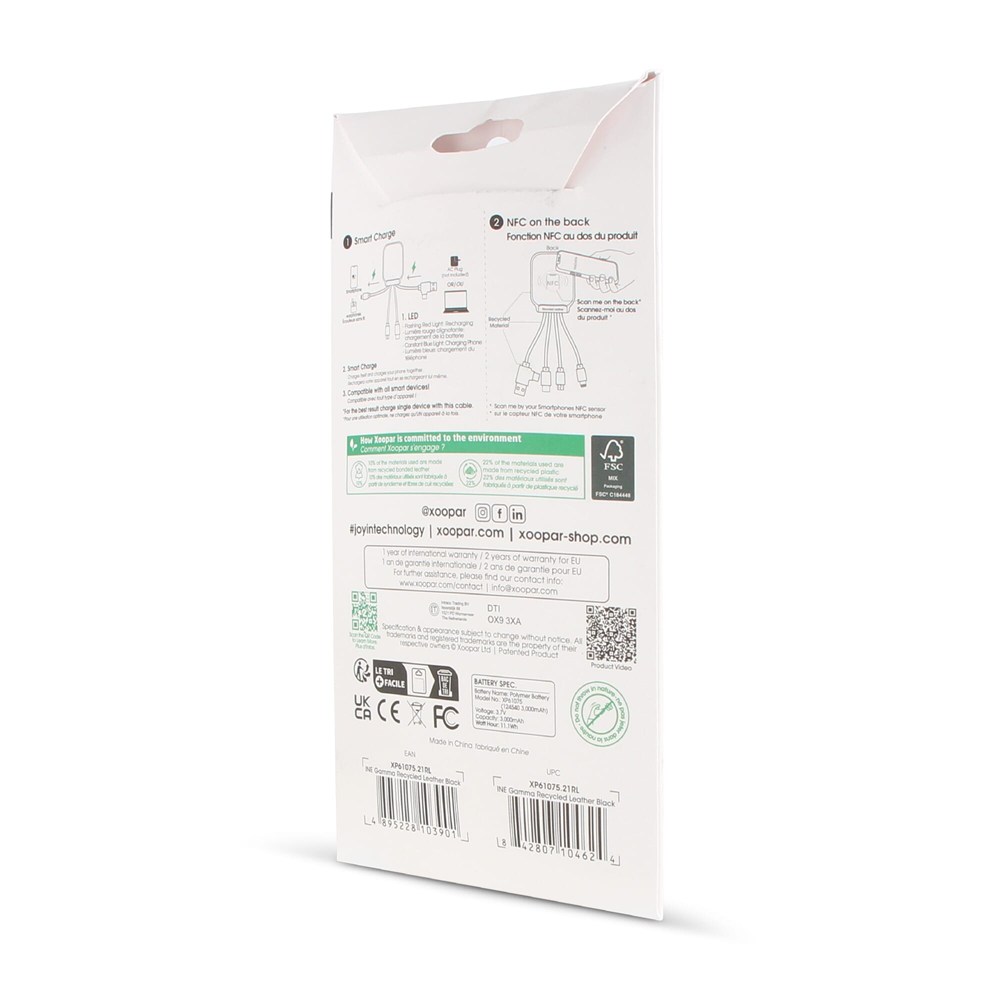 4001 | Xoopar Iné Gamma NFC Powerbank with Charging cables 3000mAh 