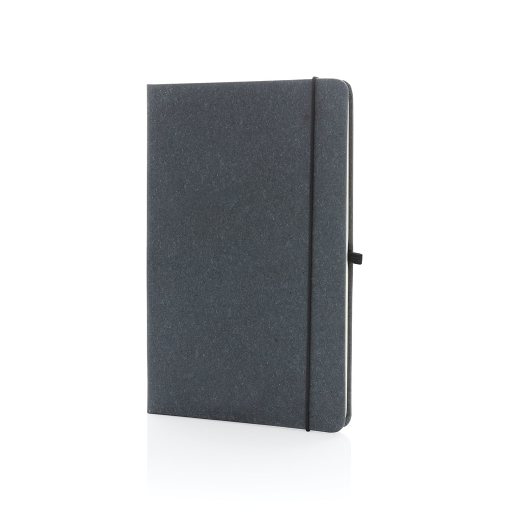A5 Hardcover Notizbuch aus GRS recyceltem PU - grau (± PMS Grey)