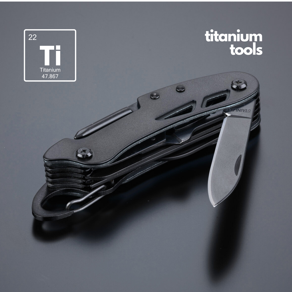 Optima stahl-taschenmesser mit titanbeschichtung - grau