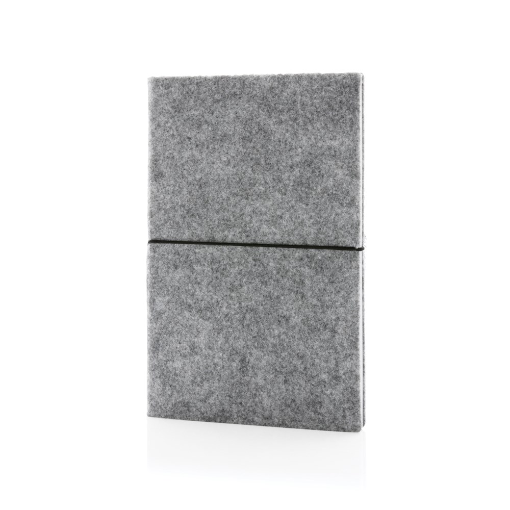 A5-Softcover-Notizbuch aus GRS zertifiert recyceltem Filz - grau (± PMS Grey)