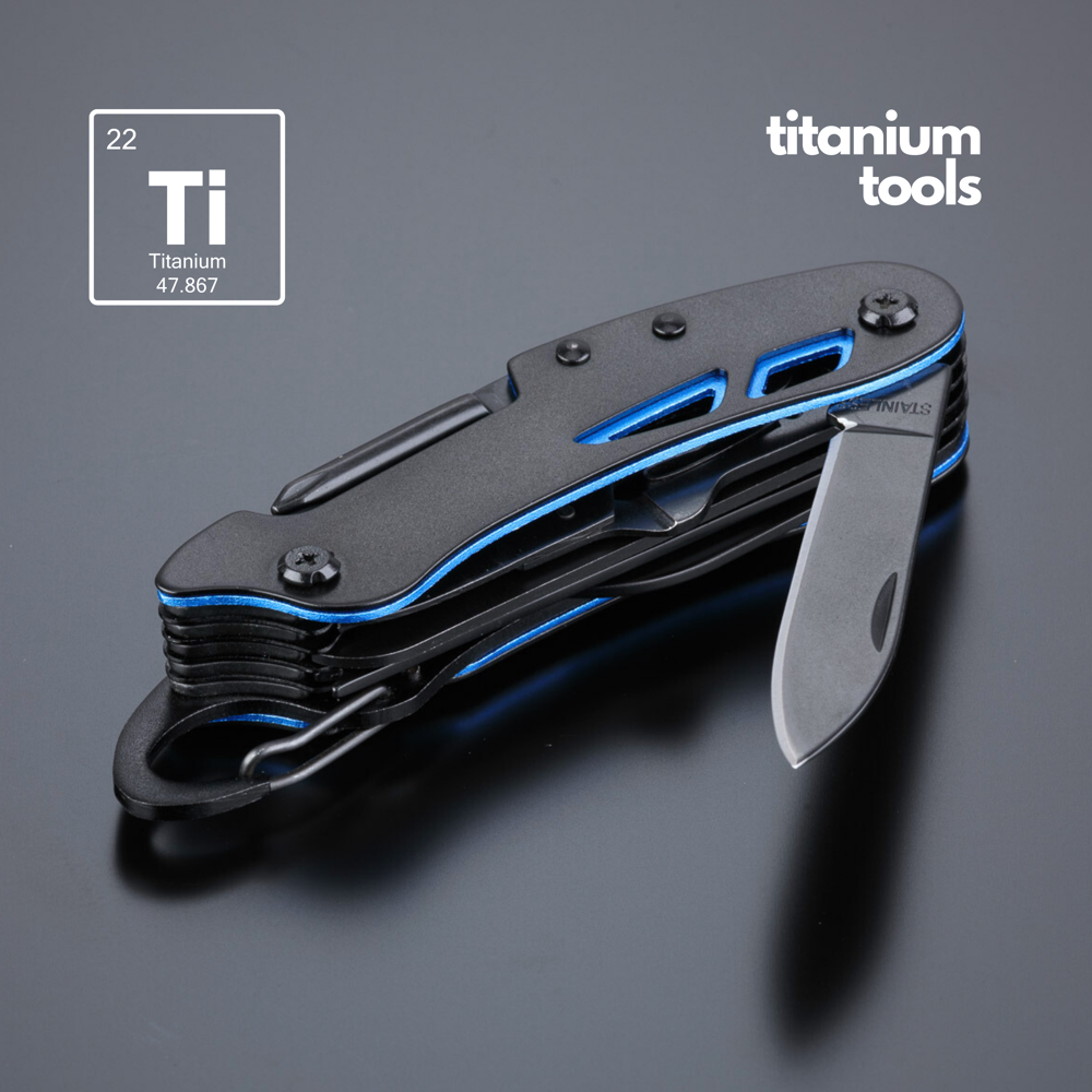 Optima stahl-taschenmesser mit titanbeschichtung - blau
