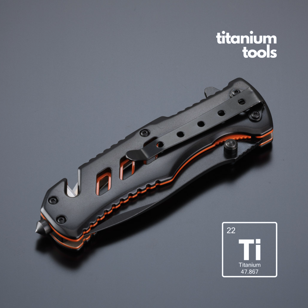 Optima stahl-notfallmesser mit titanbeschichtung - orange