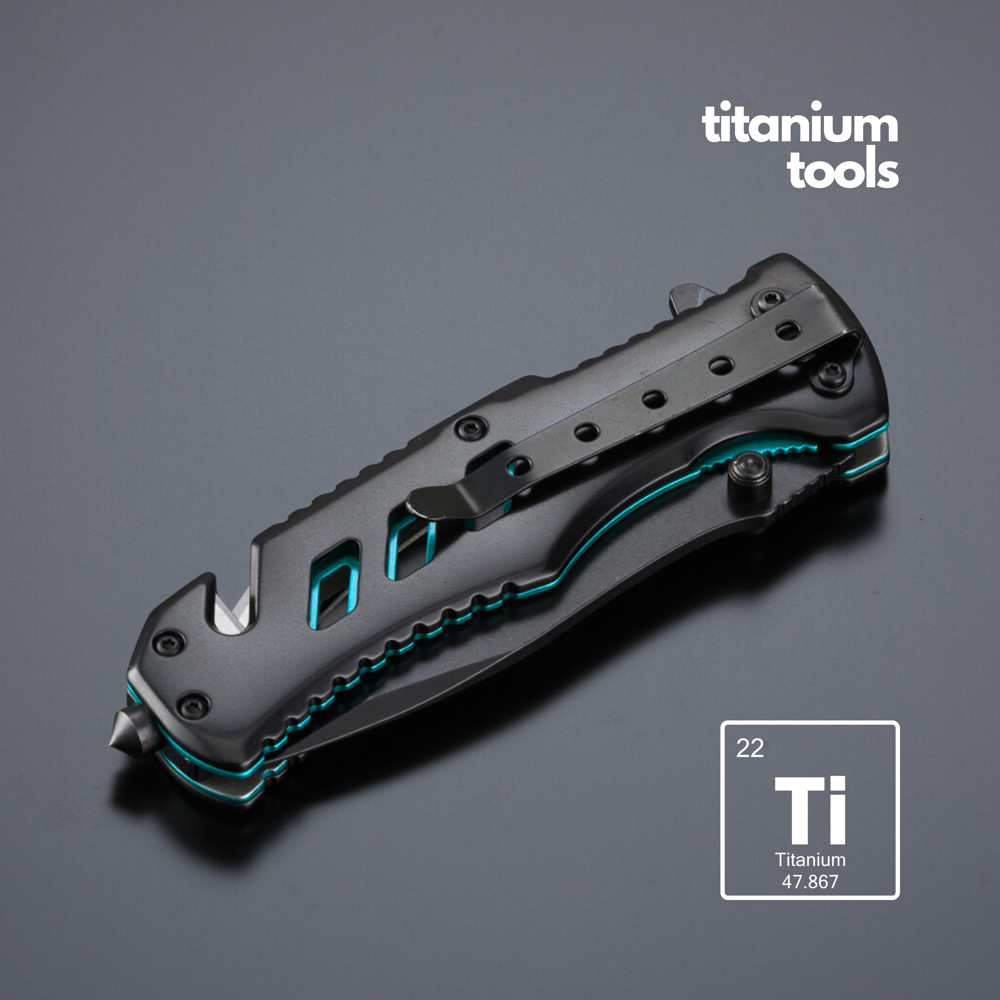 Optima stahl-notfallmesser mit titanbeschichtung - türkis