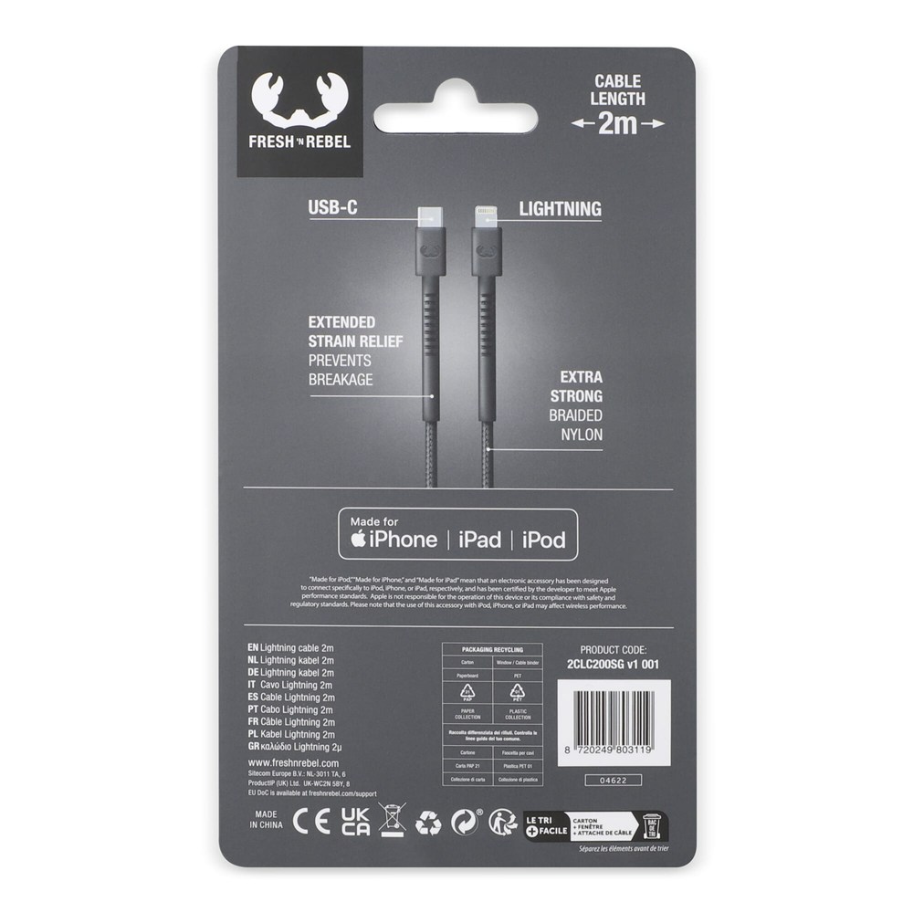 2ULC200 | Fresh 'n Rebel USB-C zu Apple Lightning Kabel 2.0m